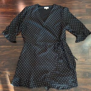LOFT Black and White Polka Dot Mini Dress (with Shorts Under) - Sz 14